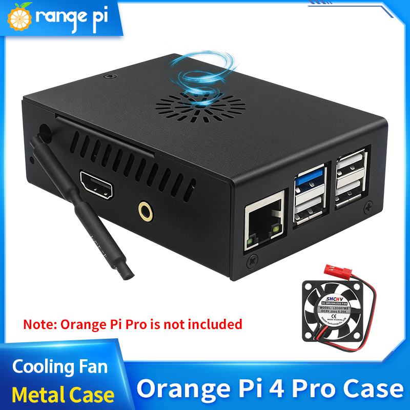Pi 4 Case - Caja Metálica Negra Protectora para Orange
