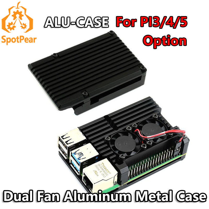 Pi 4 Case - Caja metálica de aluminio con doble